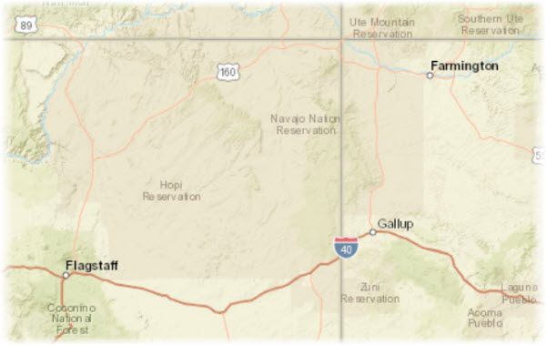 Indian reservations near the Arizona-New Mexico border