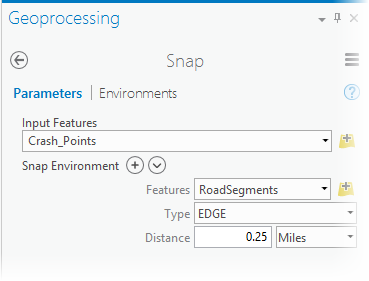 Snap tool parameters