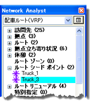 [Network Analyst] ウィンドウ上の 2 か所のシード ポイント