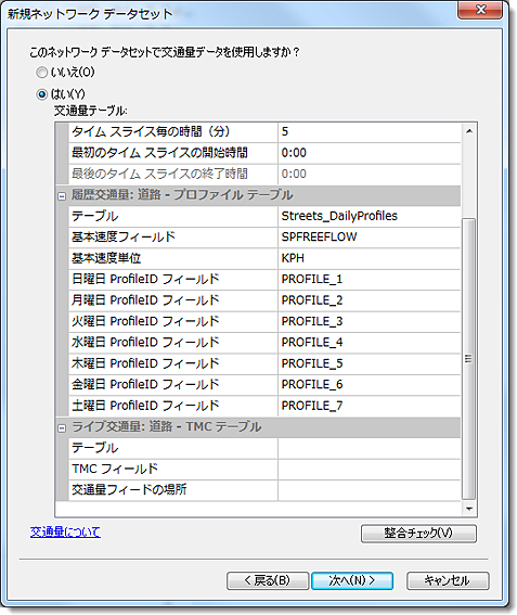 新規ネットワーク データセット ウィザード