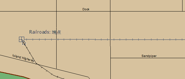 ポインターを Centremont East ラインの終端の上に置いて、終点上の目的に位置に表示されるようにする