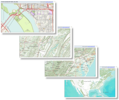 ArcGIS で使用されるマルチスケールの地形ベースマップ