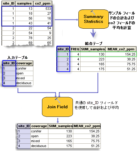 結合前のデータの要約