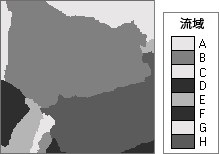 フロー方向サーフェスから作成された集水域