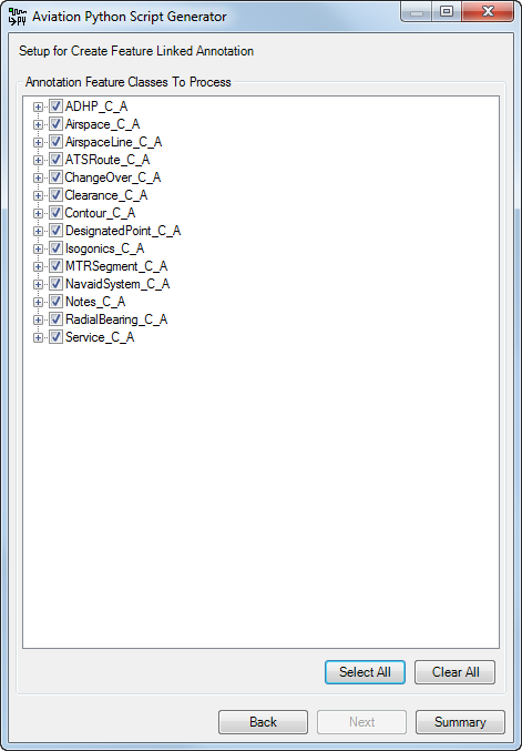 Aviation Python Script Generator with annotation feature classes to process using the Create Feature Linked Annotation process
