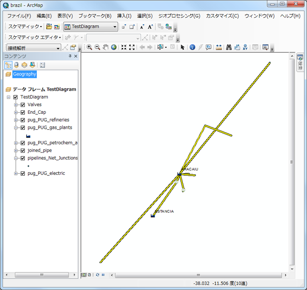 リレーションシップ ルールを実行する前の TestDiagram