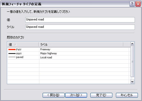 [新規フィーチャ タイプの定義] ウィザード