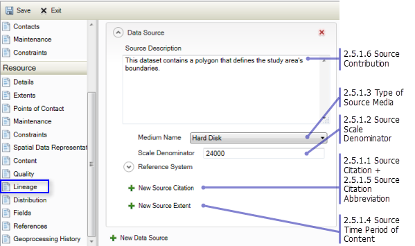 Resource Lineage page: Source Information