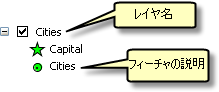レイヤー名とレイヤーのフィーチャの説明を変更できます。
