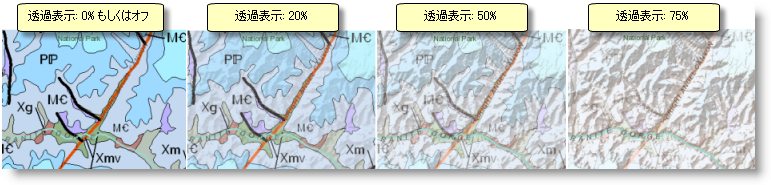 ArcMap でのレイヤーの透過表示