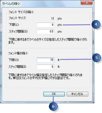 ラベルの縮小