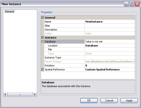 Expanding the instance Database property