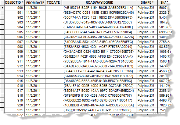 Centerline feature class schema