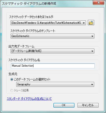 Manual Selection の [スケマティック ダイアグラムの新規生成] ダイアログ ボックス