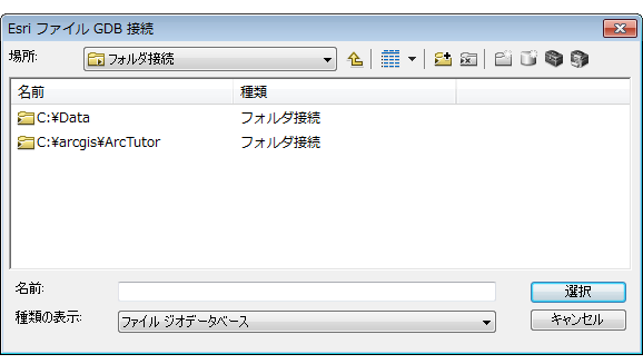 [Esri ファイル GDB 接続] ダイアログ ボックス