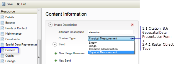 Resource Content page: Geospatial Data Presentation Form