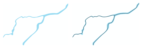 Before and after illustration of the production centerline process