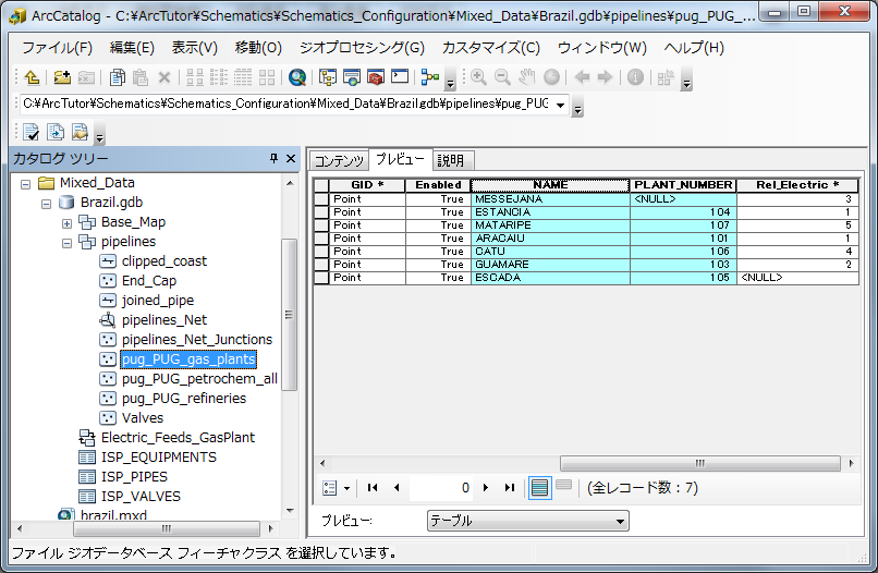 pug_PUG_gas_plants フィーチャクラスの確認