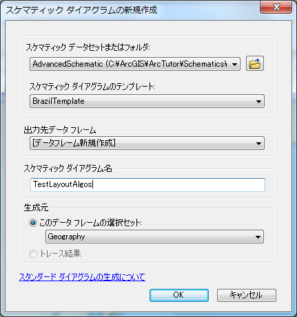 [スケマティック ダイアグラムの新規作成] ダイアログ - TestLayoutAlgos ダイアグラム