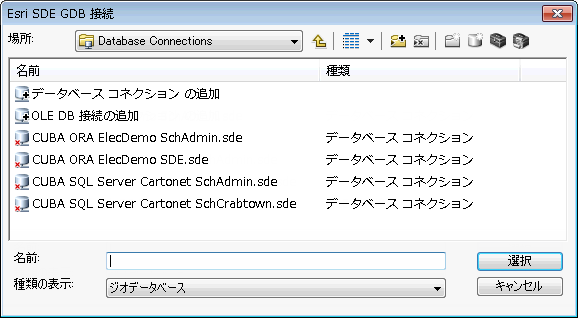 [Esri SDE GDB 接続] ダイアログ ボックス