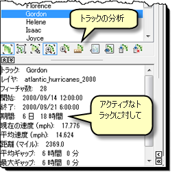 [トラックの分析] をクリックして、アクティブなトラックに関する統計情報を表示します