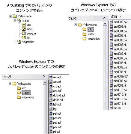 と Windows エクスプローラーでのカバレッジのコンテンツの表示