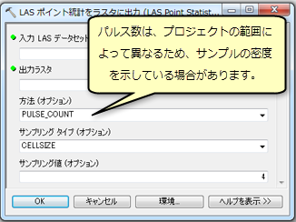 [LAS ポイント統計をラスターに出力 (LAS Point Statistics As Raster)] ダイアログ ボックス