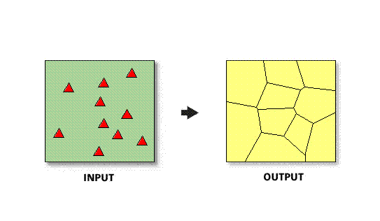 ティーセン ポリゴン (Thiessen Polygons) の例