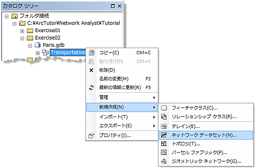 新規ネットワーク データセットの選択