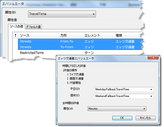 [エッジ交通量エバリュエーター] ダイアログ ボックス