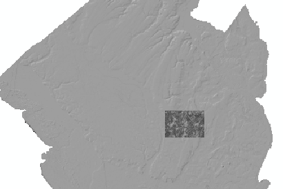 地表の陰影起伏における誤りを示しているエリア