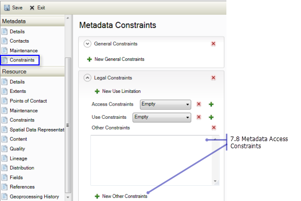 Metadata Constraints page: Metadata Access Constraints