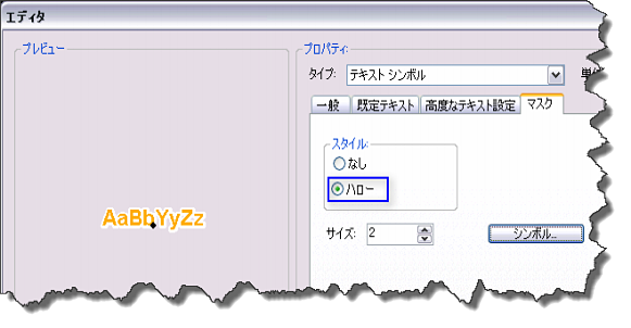 ハロー付きのテキスト シンボル