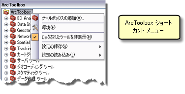 ArcToolbox ショートカット メニュー