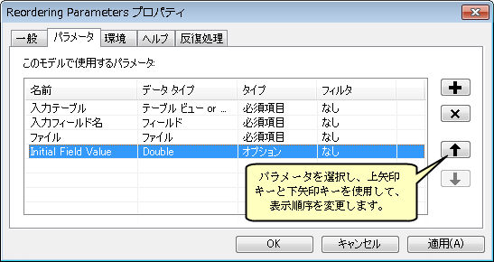 パラメーターの並べ替え