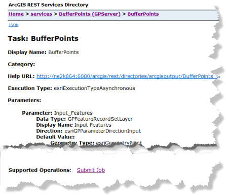 Services Directory のジオプロセシング タスク ページ