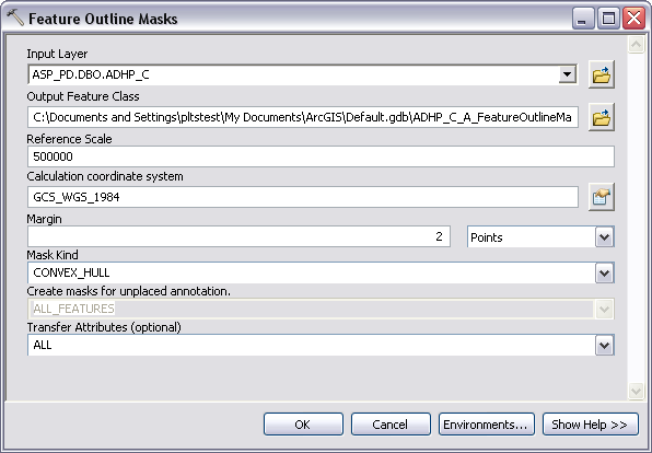 Feature Outline Masks parameters