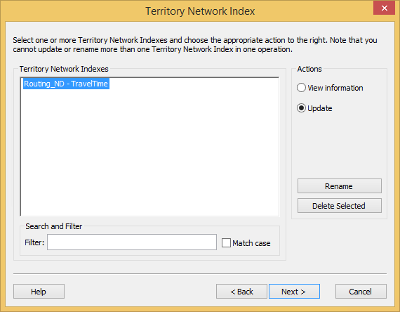 テリトリー ネットワーク インデックスの更新