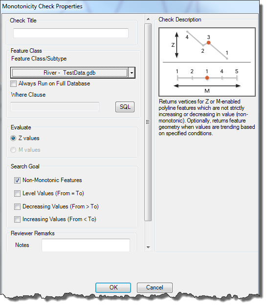 Monotonicity Check Properties dialog box