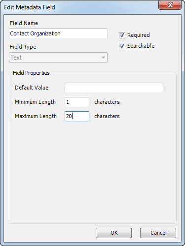 Edit Metadata Field dialog box