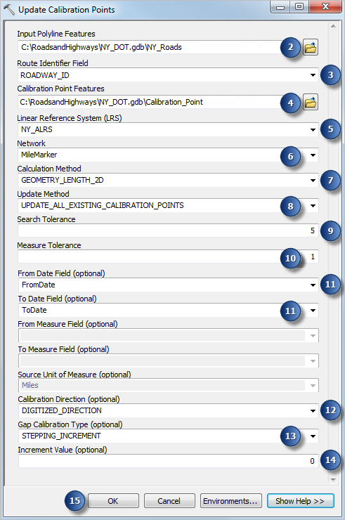 Updating calibration points using the geometric length of the source routes