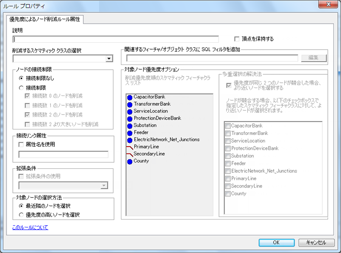 [優先度によるノード削減] ルール プロパティ ページ