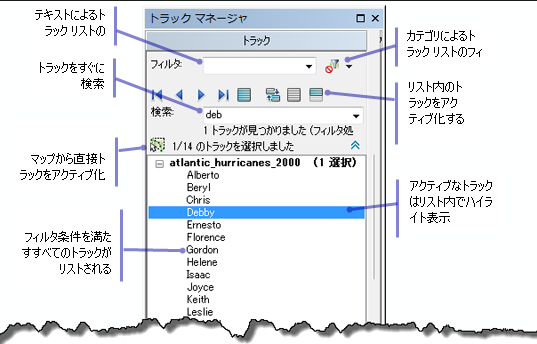 トラック リストは自分のマップに含まれるトラックのリストを表示します。