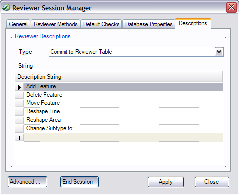 Descriptions tab Descriptions tab