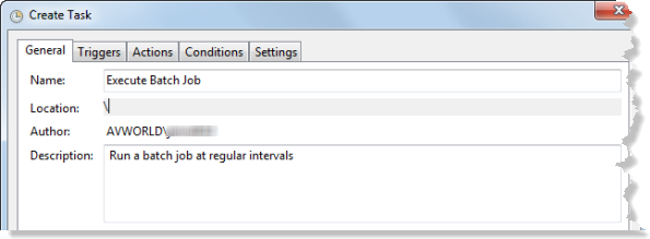 General tab with Name and Description populated General tab with Name and Description populated