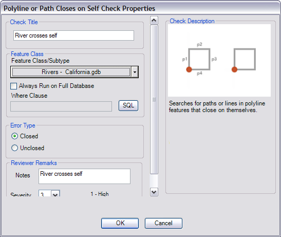 Polyline or Path Closes on Self Check Properties dialog box Polyline or Path Closes on Self Check Properties dialog box