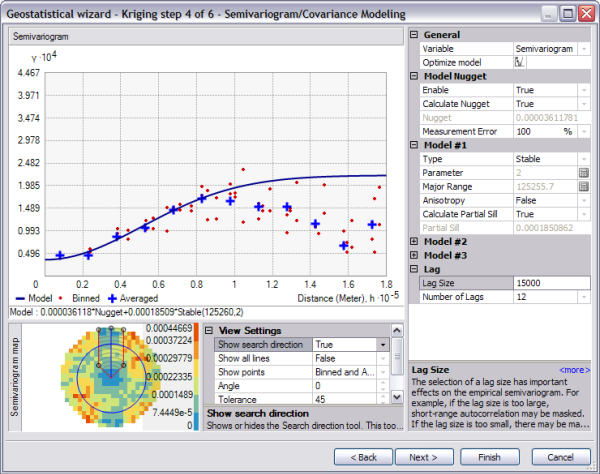 The Geostatistical wizard-Kriging step 4 of 6—Show search direction is set to True in the dialog box The Geostatistical wizard-Kriging step 4 of 6—Show search direction is set to True in the dialog box