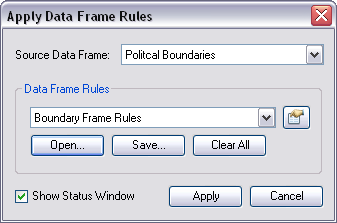 The Apply Data Frame Rules dialog box The Apply Data Frame Rules dialog box