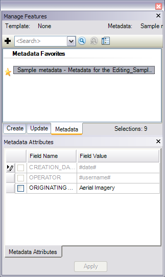 Metadata favorites and their attributes Metadata favorites and their attributes