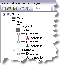 The Grids and Graticules Designer window displaying an annotation error The Grids and Graticules Designer window displaying an annotation error
